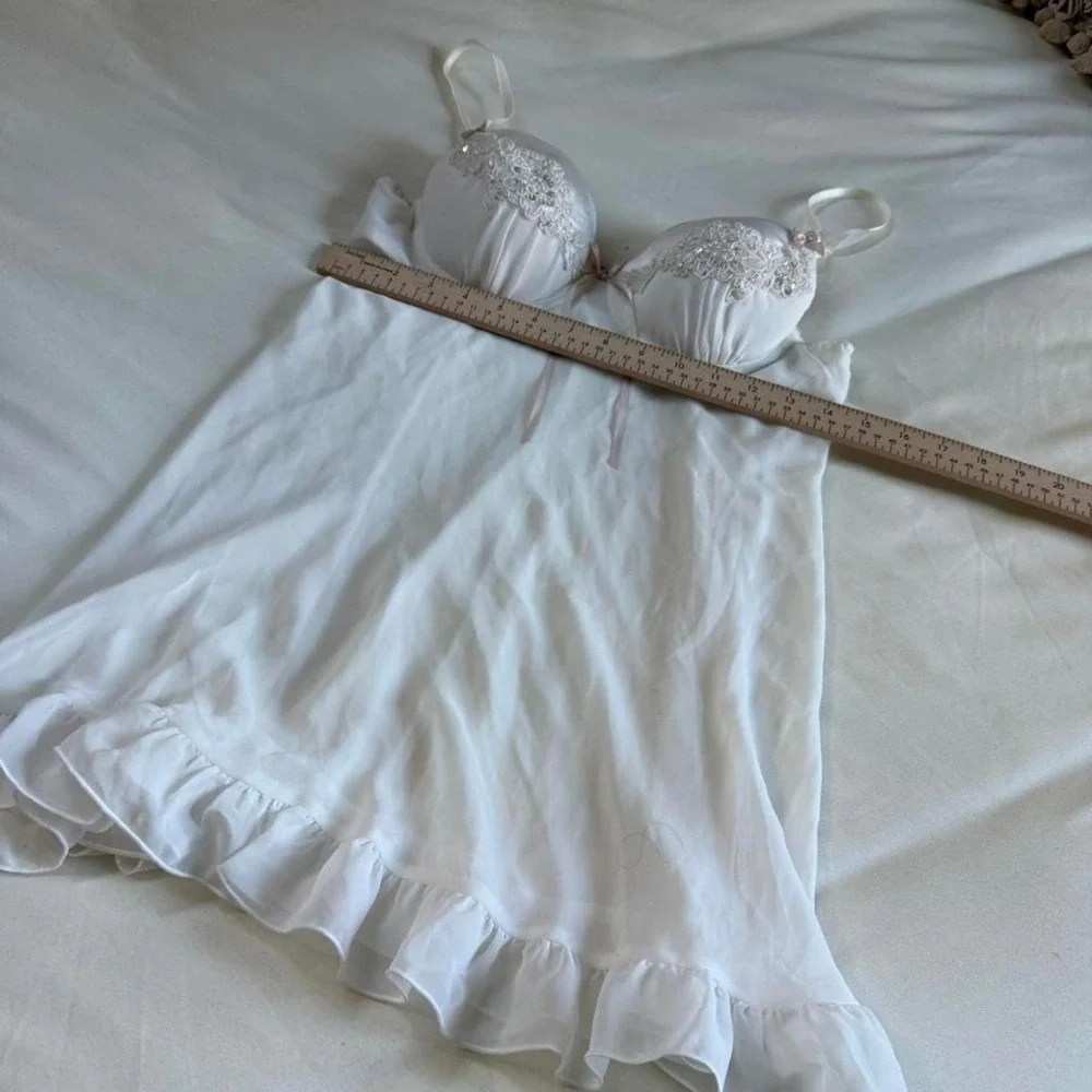 90s ivory lace trim slip dress Linea Donatella size medium‎